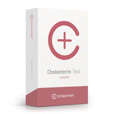 Sie sehen eine Packung cerascreen Cholesterin Test, Produktbild: 01 cerascreen Cholesterin Test, A-Nr.: 4879288 - 01