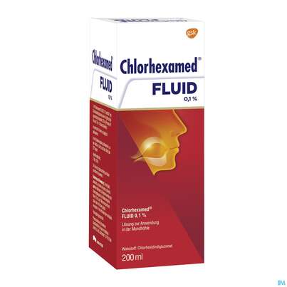 Sie sehen eine Packung Chlorhexamed Fluid 0,1% 200ml, Produktbild: 03 Chlorhexamed Fluid 0,1% 200ml, A-Nr.: 0713958 - 03