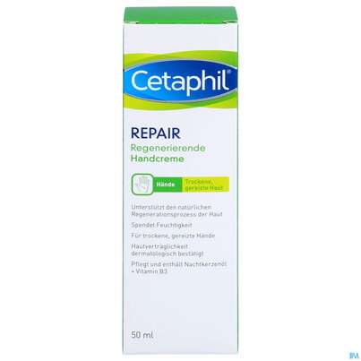 Sie sehen eine Packung Cetaphil Repair Handcreme Regenerierende 50ml, Produktbild: 01 Cetaphil Repair Handcreme Regenerierende 50ml, A-Nr.: 4870850 - 01