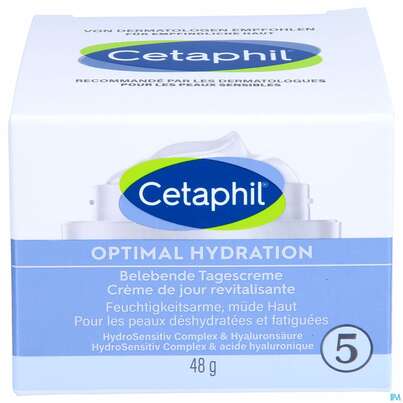 Sie sehen eine Packung Cetaphil Optimal Hydration Tagescreme Belebend 48g, Produktbild: 02 Cetaphil Optimal Hydration Tagescreme Belebend 48g, A-Nr.: 5436989 - 02