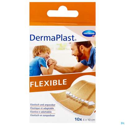 Sie sehen eine Packung Dermaplast Flexible 6x 10cm 10st, Produktbild: 02 Dermaplast Flexible 6x 10cm 10st, A-Nr.: 3047166 - 02