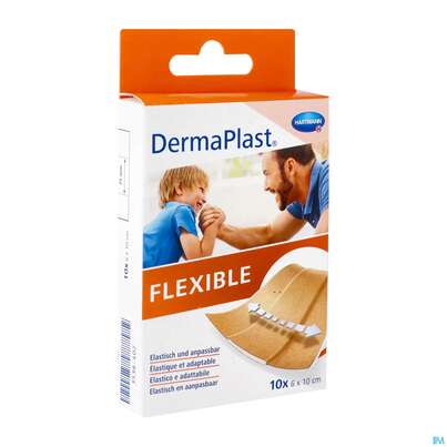 Sie sehen eine Packung Dermaplast Flexible 6x 10cm 10st, Produktbild: 03 Dermaplast Flexible 6x 10cm 10st, A-Nr.: 3047166 - 03