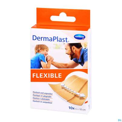 Sie sehen eine Packung Dermaplast Flexible 6x 10cm 10st, Produktbild: 04 Dermaplast Flexible 6x 10cm 10st, A-Nr.: 3047166 - 04