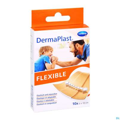 Sie sehen eine Packung Dermaplast Flexible 6x 10cm 10st, Produktbild: 05 Dermaplast Flexible 6x 10cm 10st, A-Nr.: 3047166 - 05