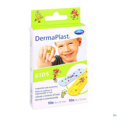 Sie sehen eine Packung Wundpflaster Dermaplast Kids Strips 2 Groessen 20st, Produktbild: 03 Wundpflaster Dermaplast Kids Strips 2 Groessen 20st, A-Nr.: 3041583 - 03