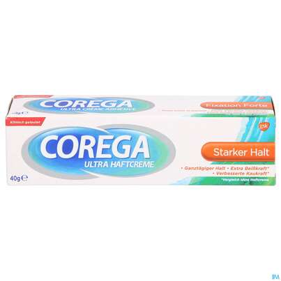 Sie sehen eine Packung Corega Ultra Haftcreme Halt +versiegelung 40g, Produktbild: 01 Corega Ultra Haftcreme Halt +versiegelung 40g, A-Nr.: 4870519 - 01