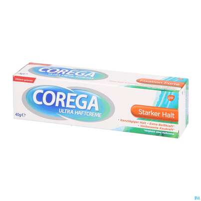 Sie sehen eine Packung Corega Ultra Haftcreme Halt +versiegelung 40g, Produktbild: 02 Corega Ultra Haftcreme Halt +versiegelung 40g, A-Nr.: 4870519 - 02