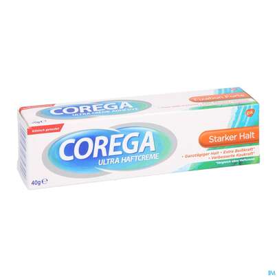 Sie sehen eine Packung Corega Ultra Haftcreme Halt +versiegelung 40g, Produktbild: 03 Corega Ultra Haftcreme Halt +versiegelung 40g, A-Nr.: 4870519 - 03