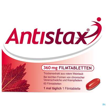 Sie sehen eine Packung Antistax Filmtabl 360mg 30st, Produktbild: 01 Antistax Filmtabl 360mg 30st, A-Nr.: 3520415 - 01
