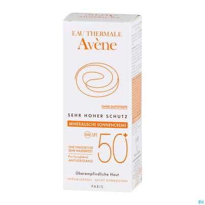 Sie sehen eine Packung Avène Mineralische Sonnencreme Spf 50+ 50ml, Produktbild: 03 Avène Mineralische Sonnencreme Spf 50+ 50ml, A-Nr.: 2993407 - 03