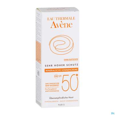 Sie sehen eine Packung Avène Mineralische Sonnencreme Spf 50+ 50ml, Produktbild: 04 Avène Mineralische Sonnencreme Spf 50+ 50ml, A-Nr.: 2993407 - 04