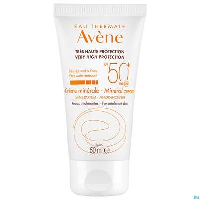 Sie sehen eine Packung Avène Mineralische Sonnencreme Spf 50+ 50ml, Produktbild: 07 Avène Mineralische Sonnencreme Spf 50+ 50ml, A-Nr.: 2993407 - 07