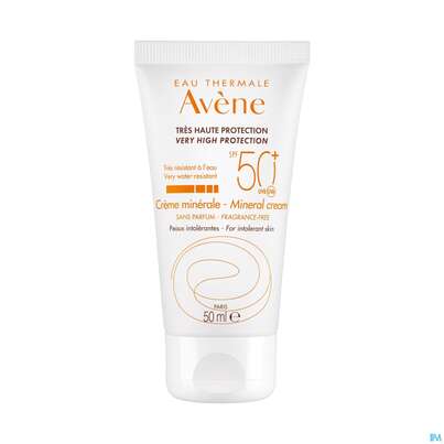 Sie sehen eine Packung Avène Mineralische Sonnencreme Spf 50+ 50ml, Produktbild: 08 Avène Mineralische Sonnencreme Spf 50+ 50ml, A-Nr.: 2993407 - 08