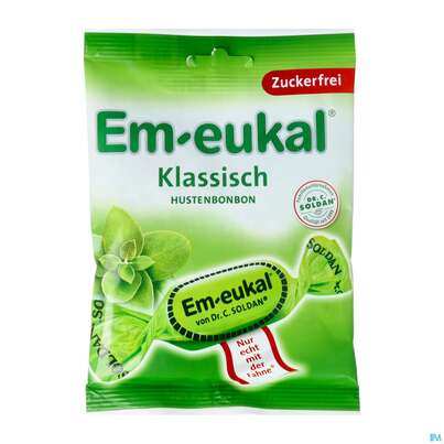 Sie sehen eine Packung Em-eukal Bonbons Zuckerfrei Klassisch 75g, Produktbild: 02 Em-eukal Bonbons Zuckerfrei Klassisch 75g, A-Nr.: 1215429 - 02
