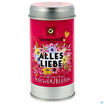 Sie sehen eine Packung Sonnentor Bio Gewuerzbluetenmischung Alles Liebe Streudose 07738 30g, Produktbild: 01 Sonnentor Bio Gewuerzbluetenmischung Alles Liebe Streudose 07738 30g, A-Nr.: 3309896 - 01