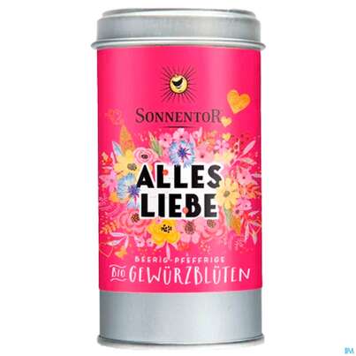 Sie sehen eine Packung Sonnentor Bio Gewuerzbluetenmischung Alles Liebe Streudose 07738 30g, Produktbild: 03 Sonnentor Bio Gewuerzbluetenmischung Alles Liebe Streudose 07738 30g, A-Nr.: 3309896 - 03