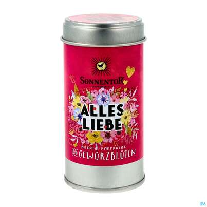 Sie sehen eine Packung Sonnentor Bio Gewuerzbluetenmischung Alles Liebe Streudose 07738 30g, Produktbild: 04 Sonnentor Bio Gewuerzbluetenmischung Alles Liebe Streudose 07738 30g, A-Nr.: 3309896 - 04