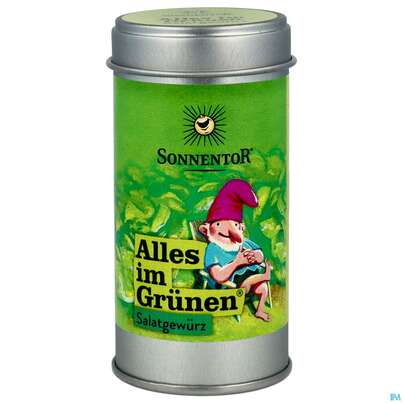 Sie sehen eine Packung Sonnentor Gewuerz/bio Salat Alles Im Gruenen Dose 07737 15g, Produktbild: 01 Sonnentor Gewuerz/bio Salat Alles Im Gruenen Dose 07737 15g, A-Nr.: 3391142 - 01