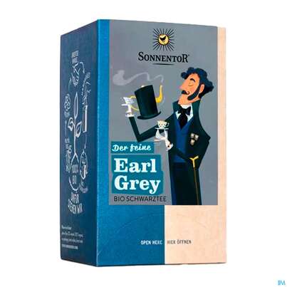 Sie sehen eine Packung Sonnentor Schwarztee Bio Earl Grey 02218 18st, Produktbild: 05 Sonnentor Schwarztee Bio Earl Grey 02218 18st, A-Nr.: 4307801 - 05