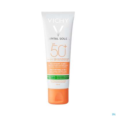 Sie sehen eine Packung Sonnenprodukte Vichy/capital Soleil Mattierende Sonnenpflege 3in1 Lsf50+ 50ml, Produktbild: 04 Sonnenprodukte Vichy/capital Soleil Mattierende Sonnenpflege 3in1 Lsf50+ 50ml, A-Nr.: 5232258 - 04
