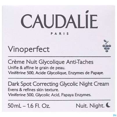 Sie sehen eine Packung Caudalie Vinopferfect Glykol-nachtcreme Anti-pigmentflecken 50ml, Produktbild: 02 Caudalie Vinopferfect Glykol-nachtcreme Anti-pigmentflecken 50ml, A-Nr.: 5246740 - 02