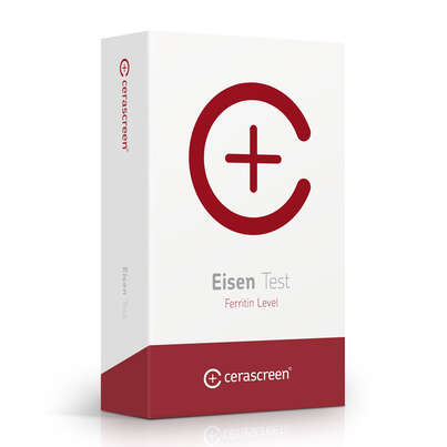 Sie sehen eine Packung cerascreen Eisen Test, Produktbild: 01 cerascreen Eisen Test, A-Nr.: 5839345 - 01