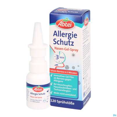 Sie sehen eine Packung Abtei Allergie Schutz Nasen-gel Spray 50000 20ml, Produktbild: 04 Abtei Allergie Schutz Nasen-gel Spray 50000 20ml, A-Nr.: 4521204 - 04