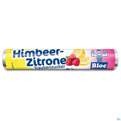 Sie sehen eine Packung Bloc Traubenzucker Rollen Himbeer-zitrone 42g, Produktbild: 01 Bloc Traubenzucker Rollen Himbeer-zitrone 42g, A-Nr.: 3253575 - 01
