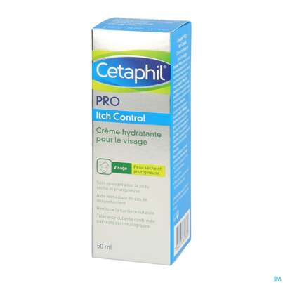 Sie sehen eine Packung Cetaphil Pro Itch Control Gesichtscreme Feuchtigkeitsspendend 50ml, Produktbild: 02 Cetaphil Pro Itch Control Gesichtscreme Feuchtigkeitsspendend 50ml, A-Nr.: 4778802 - 02