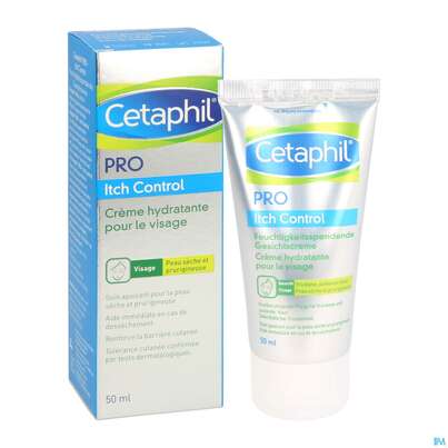 Sie sehen eine Packung Cetaphil Pro Itch Control Gesichtscreme Feuchtigkeitsspendend 50ml, Produktbild: 05 Cetaphil Pro Itch Control Gesichtscreme Feuchtigkeitsspendend 50ml, A-Nr.: 4778802 - 05
