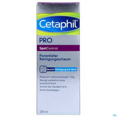 Sie sehen eine Packung Cetaphil Pro/spot Control Reinigungsschaum Porentief 235ml, Produktbild: 01 Cetaphil Pro/spot Control Reinigungsschaum Porentief 235ml, A-Nr.: 4841541 - 01