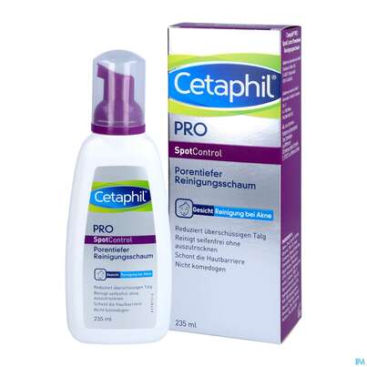 Sie sehen eine Packung Cetaphil Pro/spot Control Reinigungsschaum Porentief 235ml, Produktbild: 04 Cetaphil Pro/spot Control Reinigungsschaum Porentief 235ml, A-Nr.: 4841541 - 04