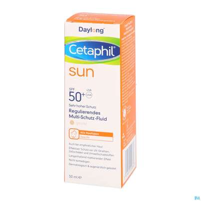 Sie sehen eine Packung Sonnenprodukte Cetaphil Sun Daylong Multi Schutz Fluid Getoent Spf50+ 50ml, Produktbild: 02 Sonnenprodukte Cetaphil Sun Daylong Multi Schutz Fluid Getoent Spf50+ 50ml, A-Nr.: 5129684 - 02