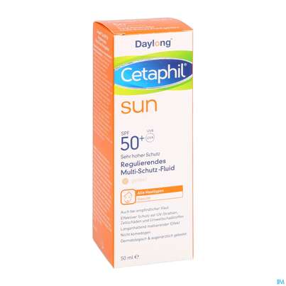 Sie sehen eine Packung Sonnenprodukte Cetaphil Sun Daylong Multi Schutz Fluid Getoent Spf50+ 50ml, Produktbild: 03 Sonnenprodukte Cetaphil Sun Daylong Multi Schutz Fluid Getoent Spf50+ 50ml, A-Nr.: 5129684 - 03