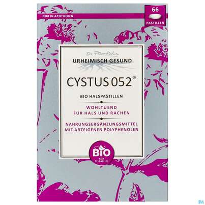 Sie sehen eine Packung Cystus 052 Bio Halspstillen 66st, Produktbild: 01 Cystus 052 Bio Halspstillen 66st, A-Nr.: 4005158 - 01