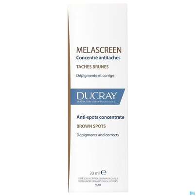 Sie sehen eine Packung Ducray Melascreen Depigmentierende Creme Konzentrat 30ml, Produktbild: 01 Ducray Melascreen Depigmentierende Creme Konzentrat 30ml, A-Nr.: 5724234 - 01