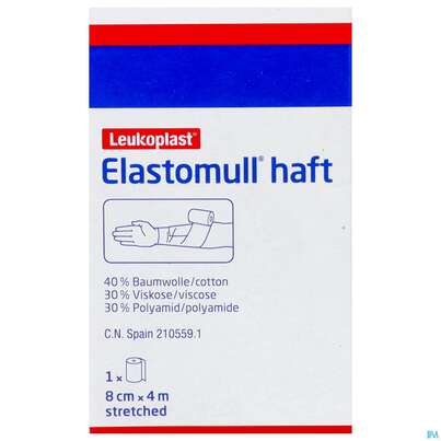 Sie sehen eine Packung Elastische Binden Elastomull/haft 4mx 8cm 1st, Produktbild: 01 Elastische Binden Elastomull/haft 4mx 8cm 1st, A-Nr.: 0765079 - 01