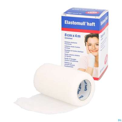 Sie sehen eine Packung Elastische Binden Elastomull/haft 4mx 8cm 1st, Produktbild: 03 Elastische Binden Elastomull/haft 4mx 8cm 1st, A-Nr.: 0765079 - 03