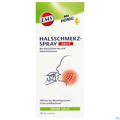 Sie sehen eine Packung Emser Halsschmerz Spray Akut +honig Ab 6 Jahre Halsschmerz +infektion 30ml, Produktbild: 02 Emser Halsschmerz Spray Akut +honig Ab 6 Jahre Halsschmerz +infektion 30ml, A-Nr.: 4737921 - 02