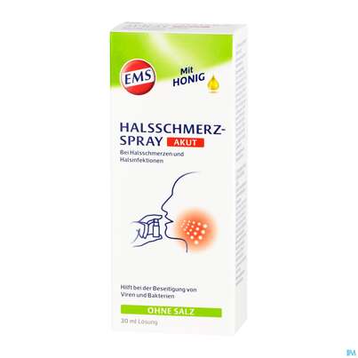 Sie sehen eine Packung Emser Halsschmerz Spray Akut +honig Ab 6 Jahre Halsschmerz +infektion 30ml, Produktbild: 03 Emser Halsschmerz Spray Akut +honig Ab 6 Jahre Halsschmerz +infektion 30ml, A-Nr.: 4737921 - 03