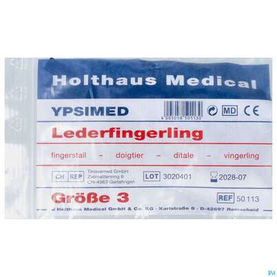 Sie sehen eine Packung Fingerlinge Leder-ypsimed Gr 3 1st, Produktbild: 01 Fingerlinge Leder-ypsimed Gr 3 1st, A-Nr.: 5139688 - 01