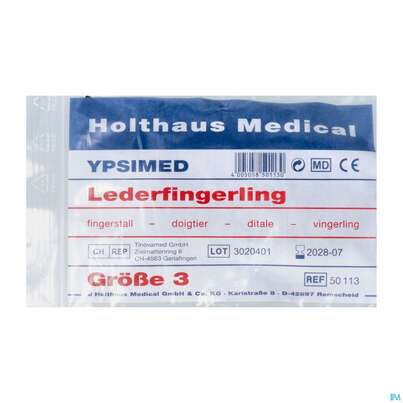 Sie sehen eine Packung Fingerlinge Leder-ypsimed Gr 3 1st, Produktbild: 02 Fingerlinge Leder-ypsimed Gr 3 1st, A-Nr.: 5139688 - 02