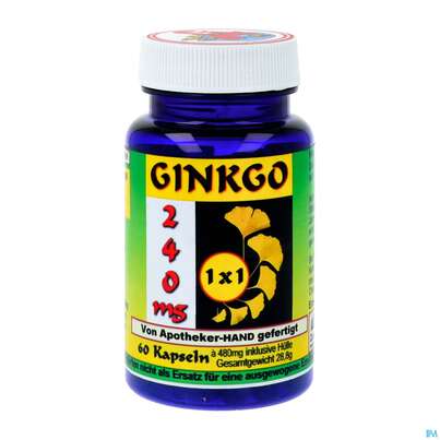 Sie sehen eine Packung Ginkgo 240mg Extrakt Kapseln 1x1 60st, Produktbild: 02 Ginkgo 240mg Extrakt Kapseln 1x1 60st, A-Nr.: 4122183 - 02