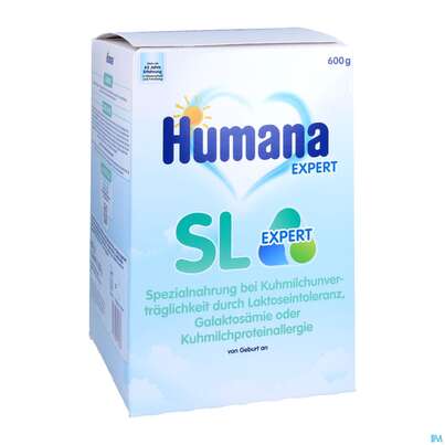 Sie sehen eine Packung Humana Spezialnahrung Pulver Von/geburt/an Sl Expert Kuhmilchunvertraeglich 600g, Produktbild: 03 Humana Spezialnahrung Pulver Von/geburt/an Sl Expert Kuhmilchunvertraeglich 600g, A-Nr.: 5417064 - 03