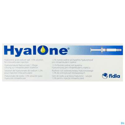 Sie sehen eine Packung Hyalone Fertigspritze 4ml, Produktbild: 01 Hyalone Fertigspritze 4ml, A-Nr.: 3854234 - 01
