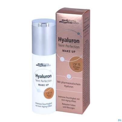 Sie sehen eine Packung Hyaluron Teint Perfection Make-up Natural Gold 30ml, Produktbild: 04 Hyaluron Teint Perfection Make-up Natural Gold 30ml, A-Nr.: 4834771 - 04