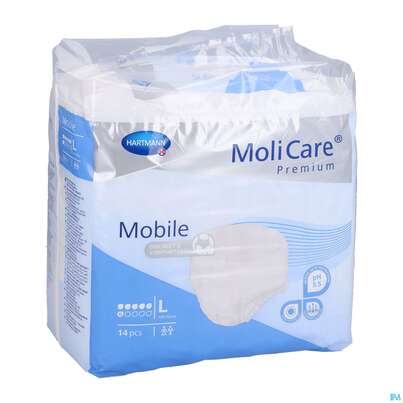 Sie sehen eine Packung Inkontinenz Molicare Premium/mobile/6 Tropfen Blau L 100-150cm 14st, Produktbild: 05 Inkontinenz Molicare Premium/mobile/6 Tropfen Blau L 100-150cm 14st, A-Nr.: 2581538 - 05