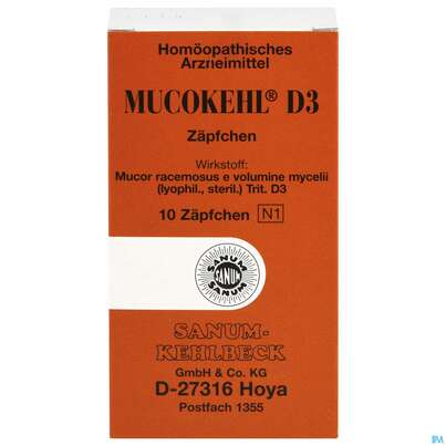 Sie sehen eine Packung Mucokehl Supp D3 10st, Produktbild: 01 Mucokehl Supp D3 10st, A-Nr.: 0991255 - 01
