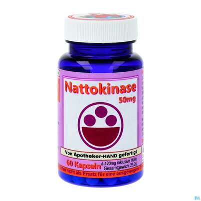 Sie sehen eine Packung Nattokinase Kapseln 50mg 60st, Produktbild: 02 Nattokinase Kapseln 50mg 60st, A-Nr.: 4345003 - 02