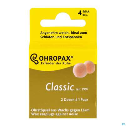 Sie sehen eine Packung Ohrenschutz Ohropax Classic Ohrstoepsel Wachs 2 Faltschachtelngerx2 4st, Produktbild: 04 Ohrenschutz Ohropax Classic Ohrstoepsel Wachs 2 Faltschachtelngerx2 4st, A-Nr.: 3282683 - 04